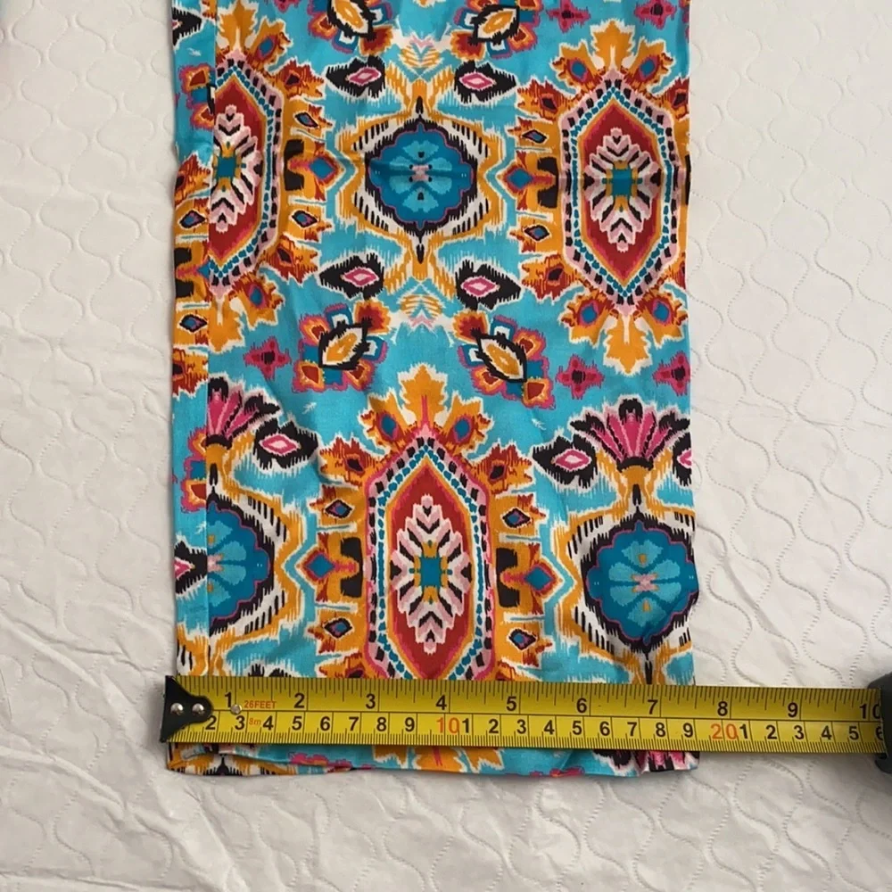 Hale Bob Peliah silk charmeuse pants in turquoise multicolor print M - Picture 10 of 13